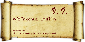 Várkonyi Irén névjegykártya