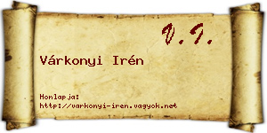 Várkonyi Irén névjegykártya